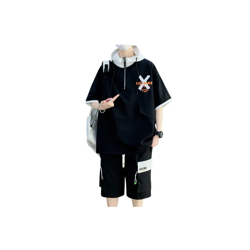 Trendy Hooded Casual Two Piece Suit-0