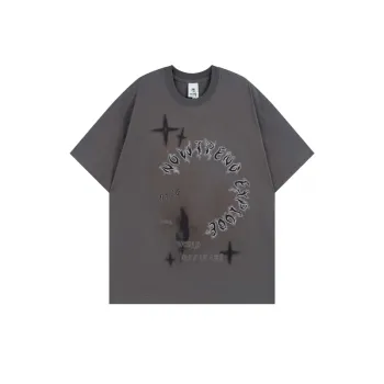 Spray Painted Cross Gothic Letter Print Short Sleeved T Shirt