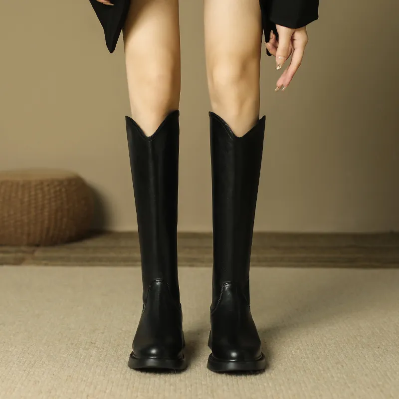 Simple Soft Knee High Boots-5