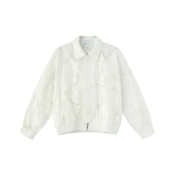 New Arrival Loose Short Sleeved Niche Semi Transparent Embroidered Jacket