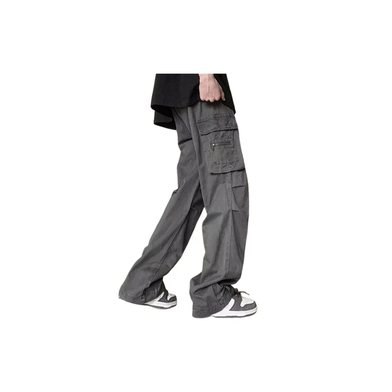 High Street Fashionable Loose Wide leg Straight Pants-1