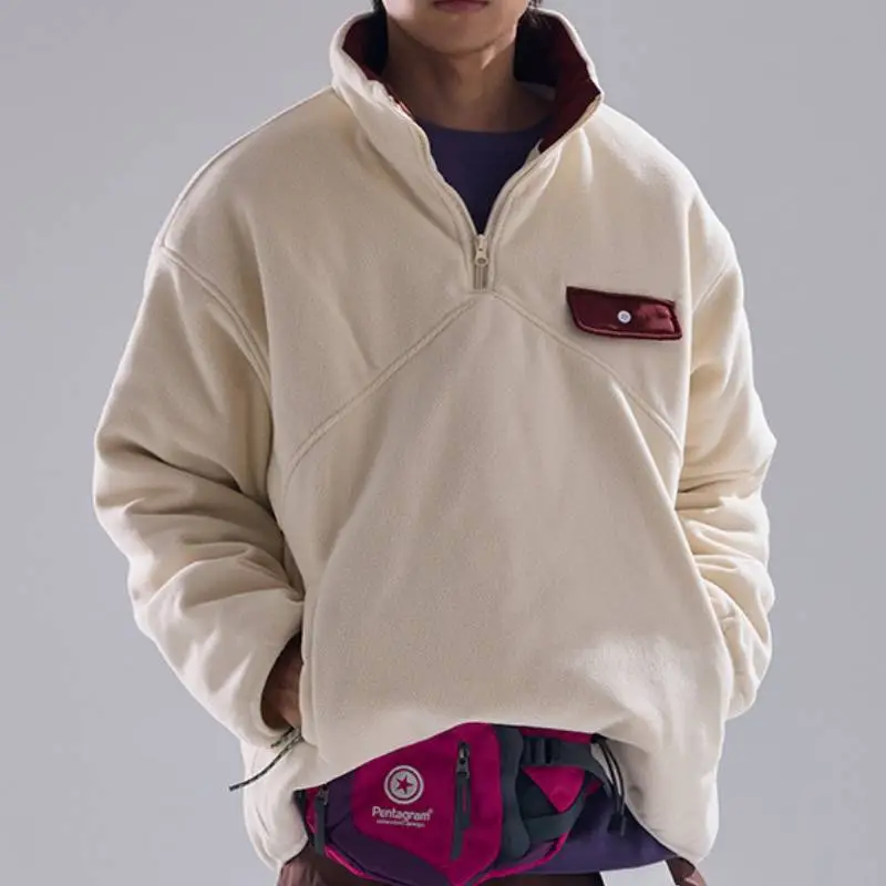 Street Zipper Polyester Sweatshirt-5