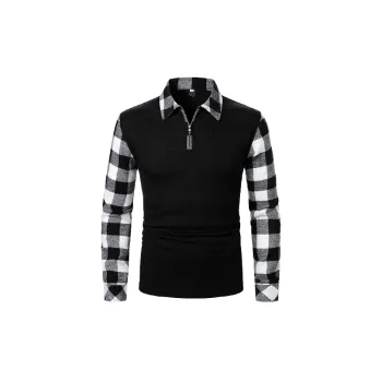 Fashionable Zipper Linen Blend Fabric Polo