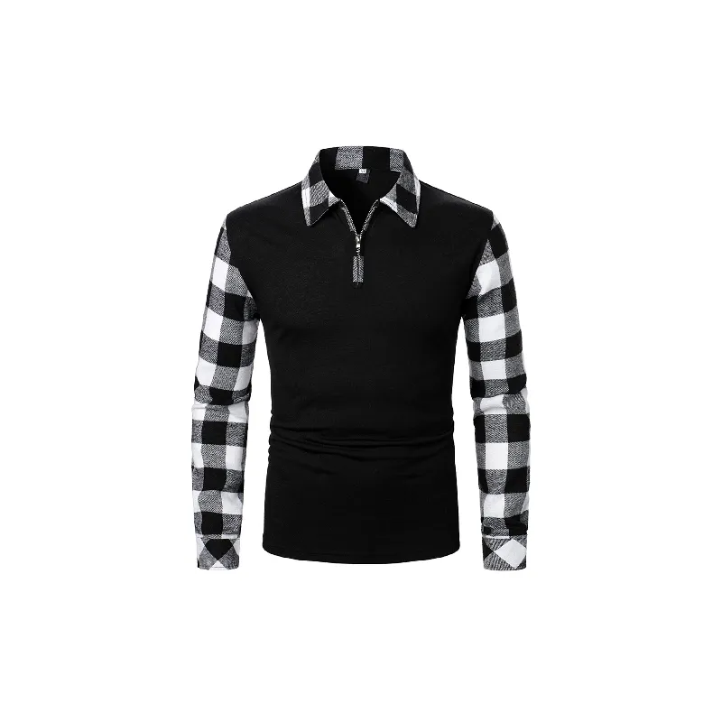 Fashionable Zipper Linen Blend Fabric Polo-1