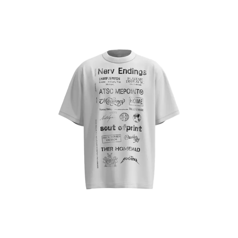 Retro Letter Combed Cotton T Shirt-0