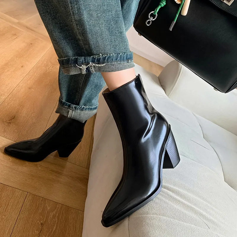 Fashion Zipper Ankle Boots-1