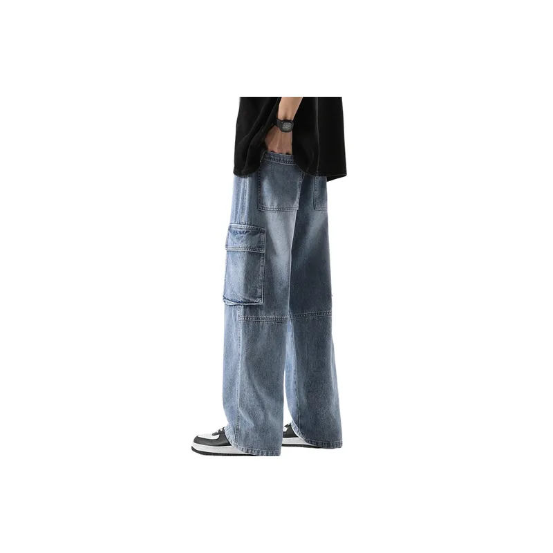 Funky Loose Denim Cargo Pants-3