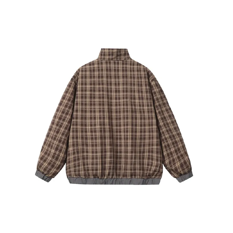 Casual Loose Plaid Blended Synthetic Fabrics Jacket-7
