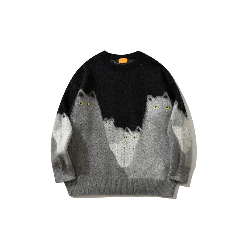 New Arrival Personality Trendy Brand Round Neck Collisional Knitted Sweater