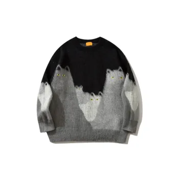New Arrival Personality Trendy Brand Round Neck Collisional Knitted Sweater