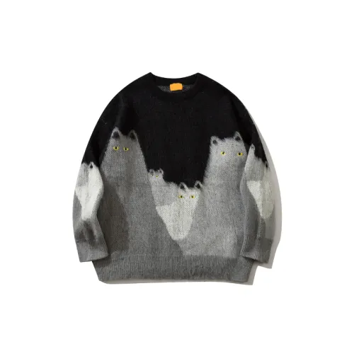 New Arrival Personality Trendy Brand Round Neck Collisional Knitted Sweater