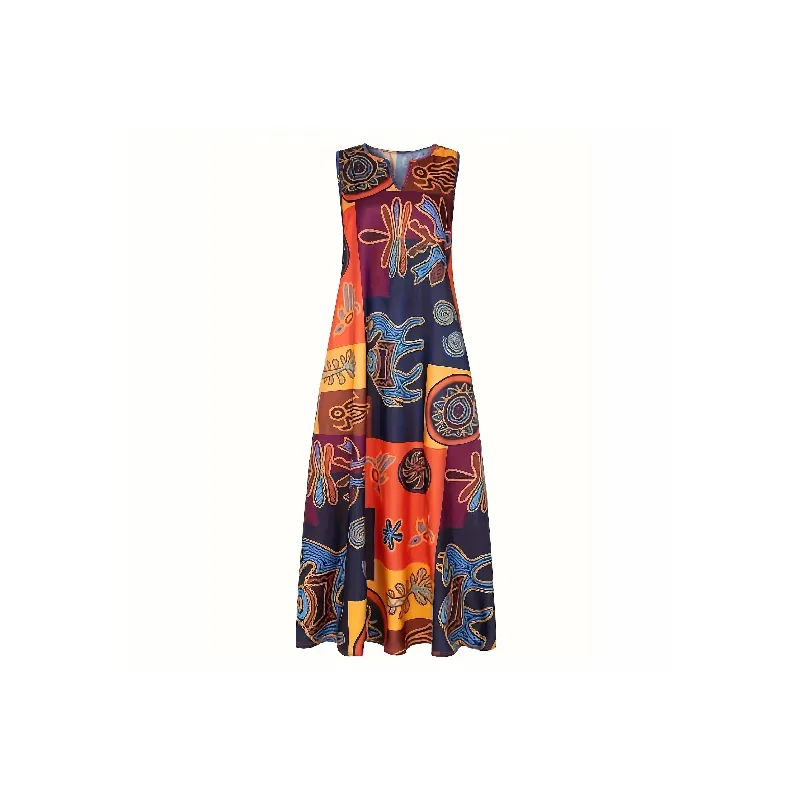 Retro Vacation Polyester Dress Women-0