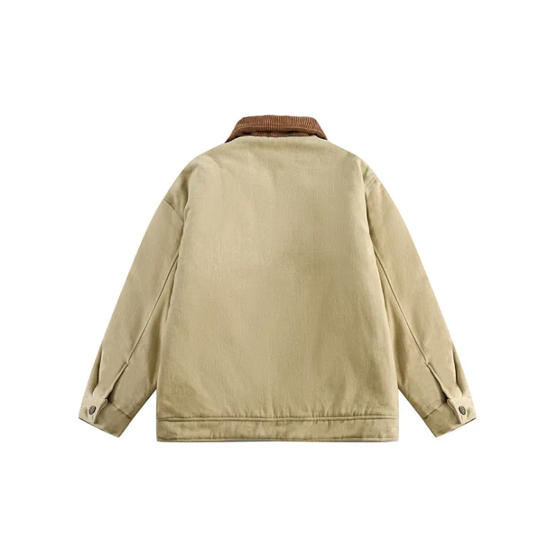 Retro Badge Patch Workwear Turn down Collar Cotton Jacket-1