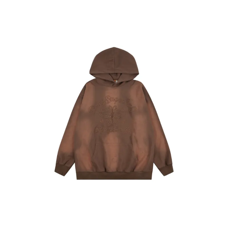 Ins Street Trendy Retro Wash Water Dressed Printed Hooded Pullover Sweater-0
