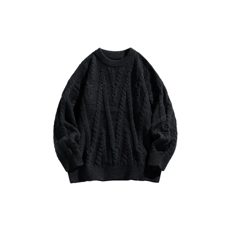 Simple Loose Blended Synthetic Fabrics Sweater-0