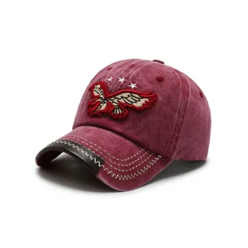 Retro Embroidery Washed Peaked Cap