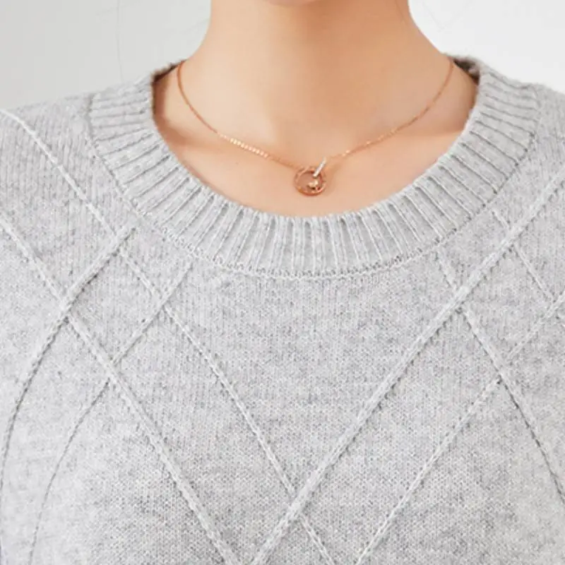 Simple Loose Knitted Fabric Knitwear Women-3