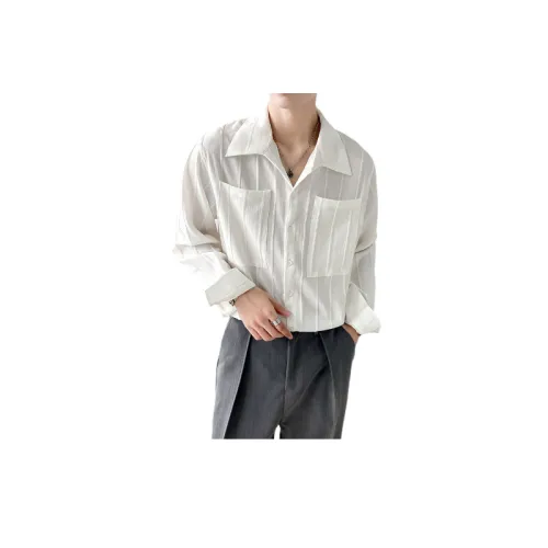 Trendy Casual Style Long Sleeve Striped White Shirt