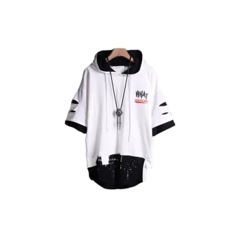 Fashion Hip Hop Short sleeved Ribbon Hole T shirt