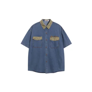 Retro Style Mid Age Denim Shirt
