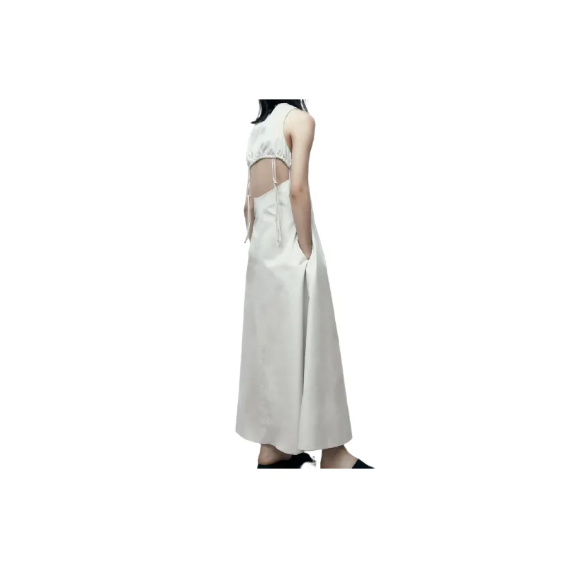Basics Plain Polyester Dress Women-3
