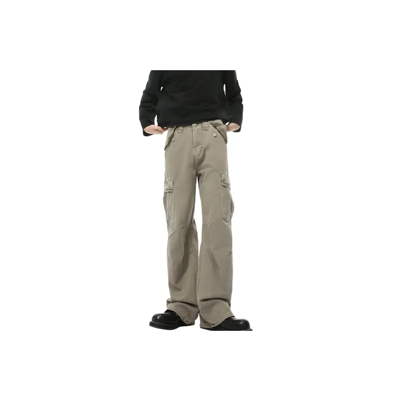 Retro Loose Cotton Cargo Pants-7