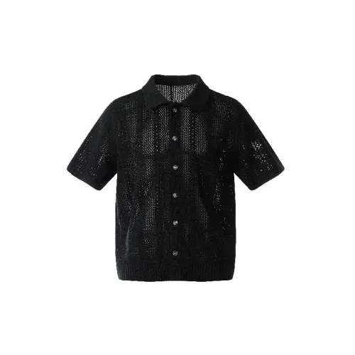 Fashionable Hollow Out Blended Synthetic Fabrics Polo