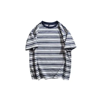 Casual Contrast Color Combed Cotton T Shirt