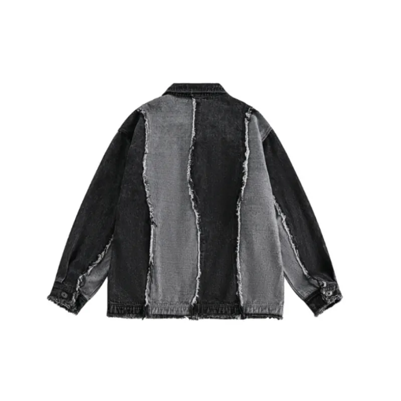 Retro Fried Stitching Casual Loose Denim Jacket-1
