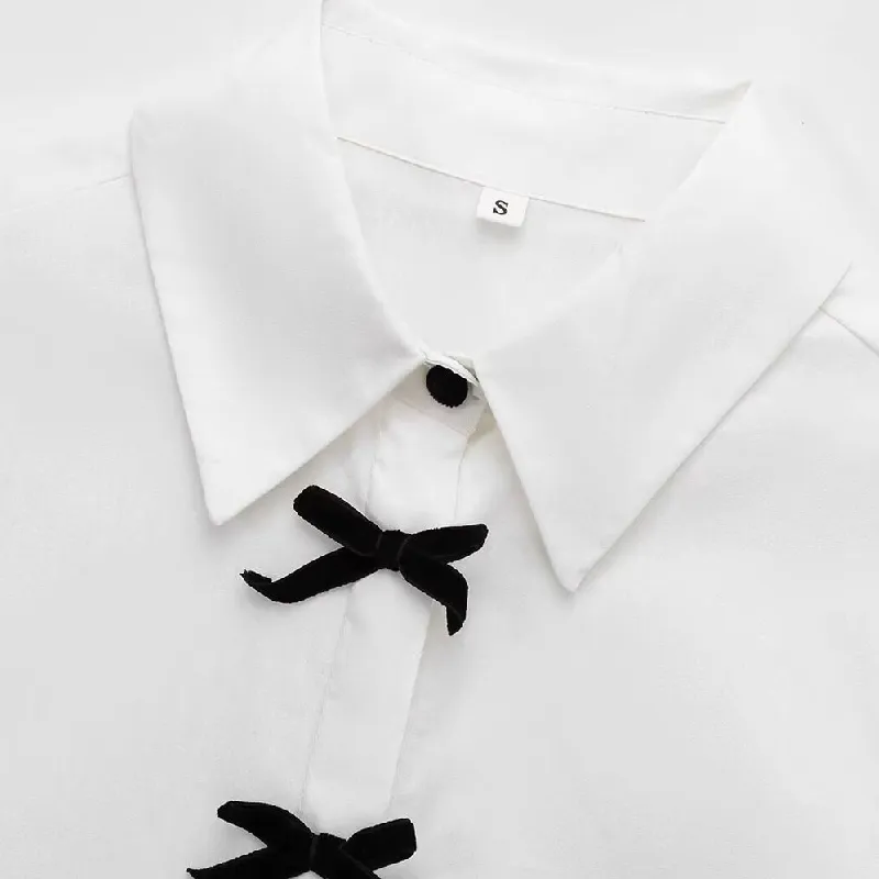 Simple Print Polyester Shirt Women-3