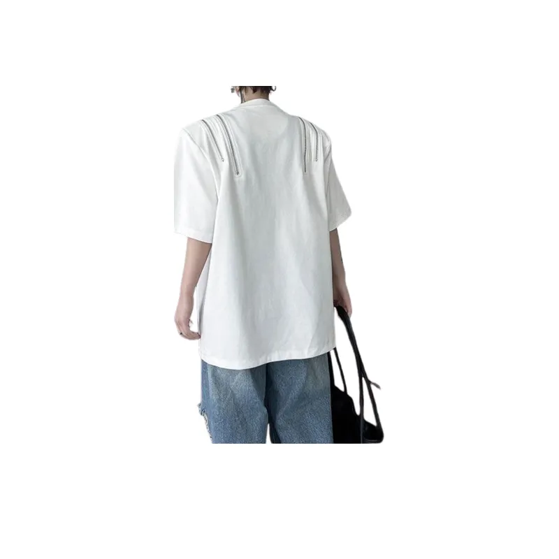 Irregular Dark Splicing T Shirt-3