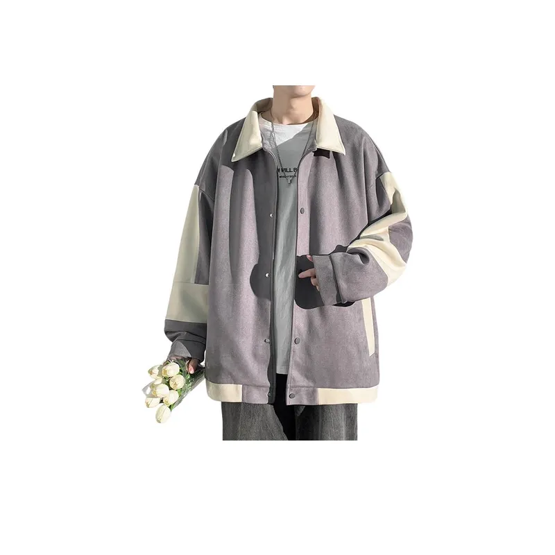 Suede Loose Casual Baseball Jacket-8