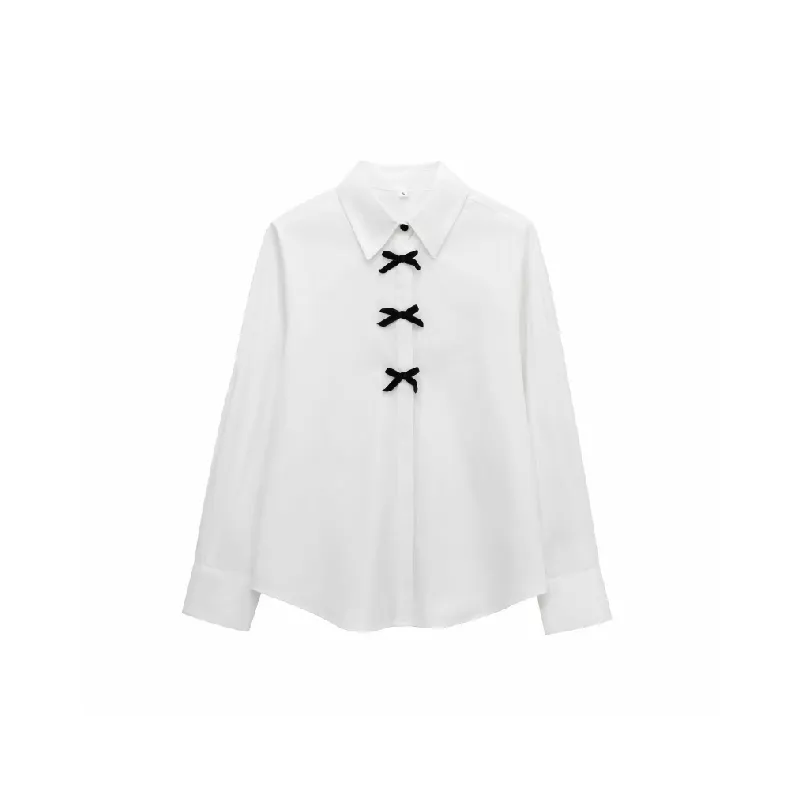 Simple Print Polyester Shirt Women-1