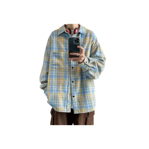 Retro Plaid Large Size Long-Sleeved Shirt