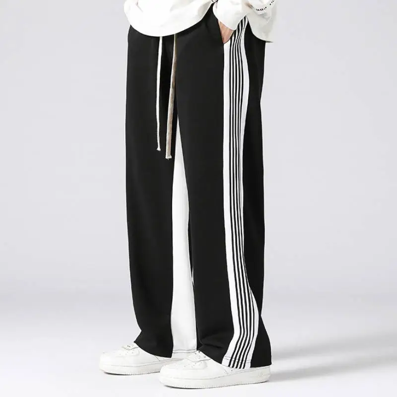 Contrast Color Striped Polyester Casual Pants-4