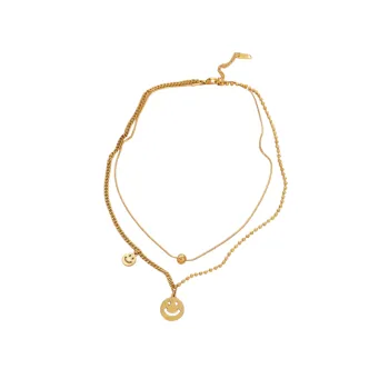 Double Layer Smiley Face Lucky Necklace