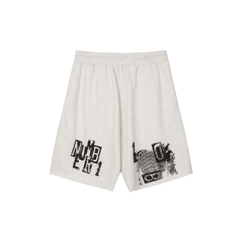 Street Letter Cotton Blended Fabric Sports Shorts-5