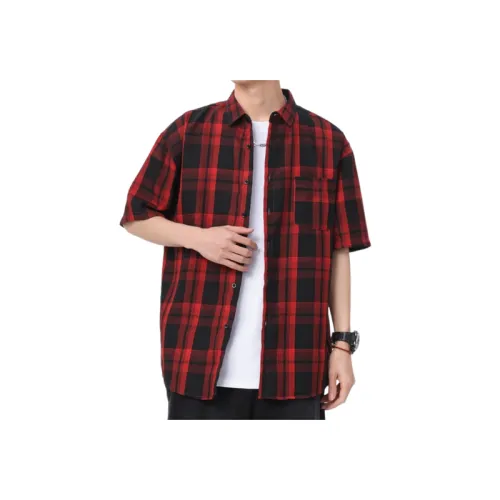 Trendy Plaid Style Casual Breathable Short-Sleeved Shirt