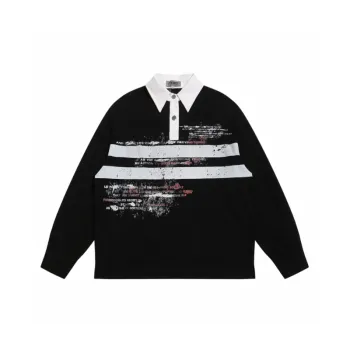 Retro Contrast Color Loose Polo