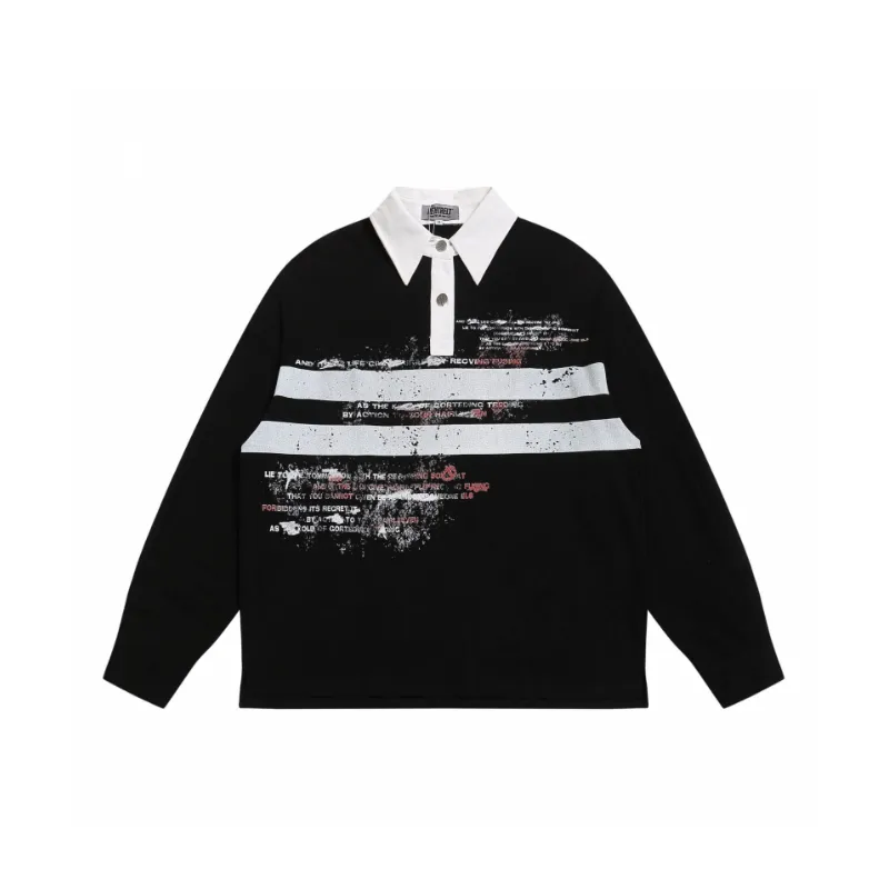 Retro Contrast Color Loose Polo-0
