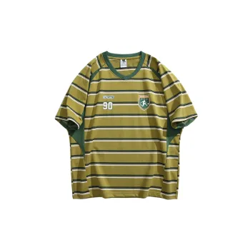 Retro Striped Cotton Blended Fabric T Shirt Unisex