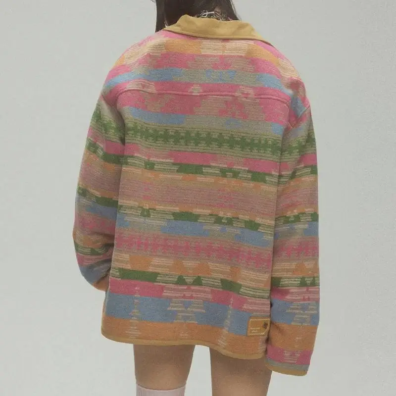 Retro Preppy Woolen Fabric Jacket-3