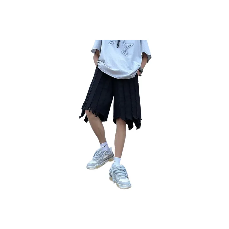 Raw Loose Edge Denim Shorts-2
