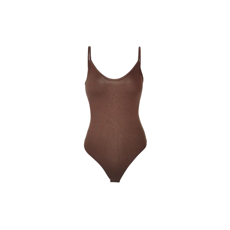 Sexy Plain Viscose Bodysuit Women-2
