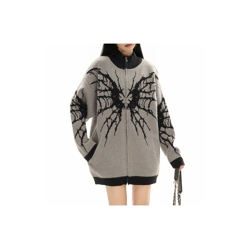 Retro Butterfly Cotton Blended Fabric Sweater-4