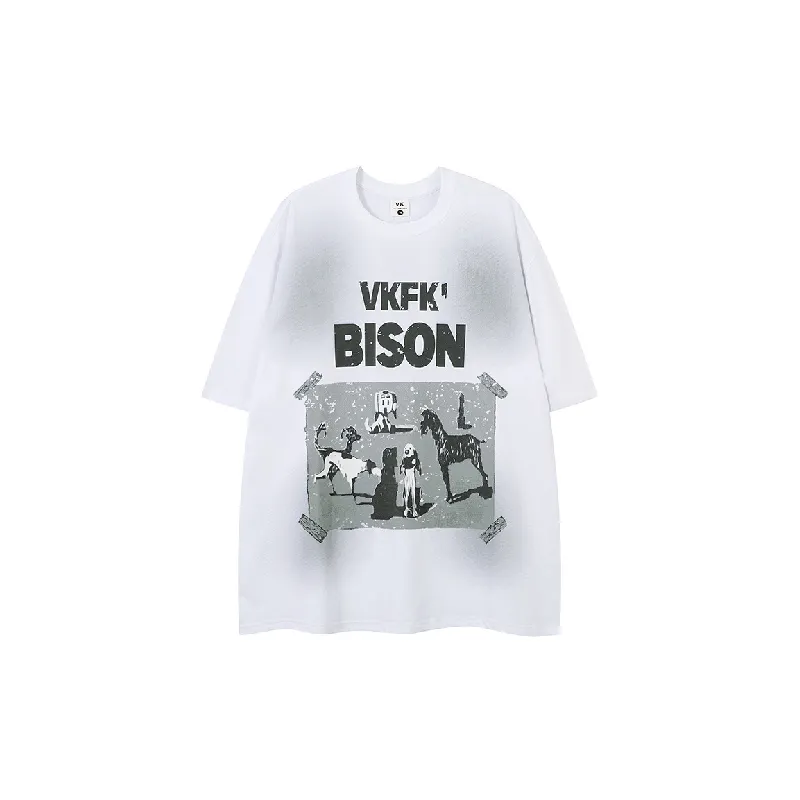 Retro Cartoon Cotton Blended Fabric T Shirt Unisex-2