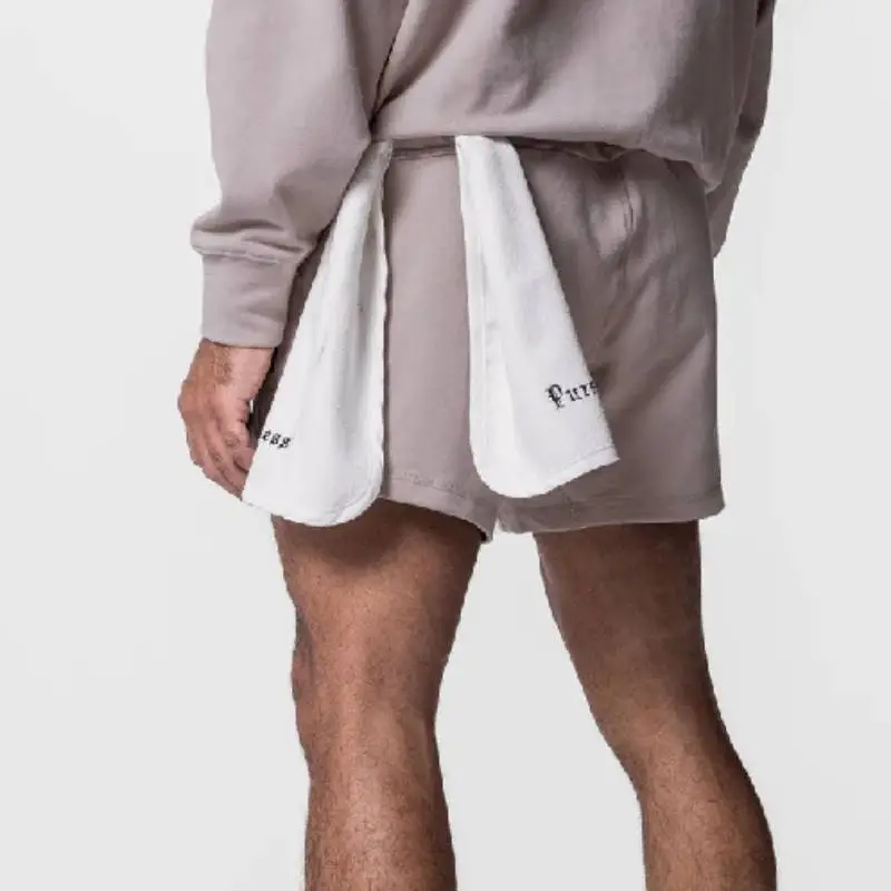 Casual Plain Cotton Blended Fabric Sports Shorts-3