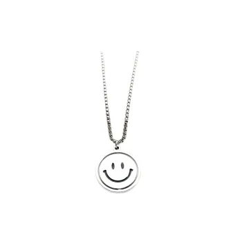Stainless Steel Rotating Smiley Face Sweater Necklace