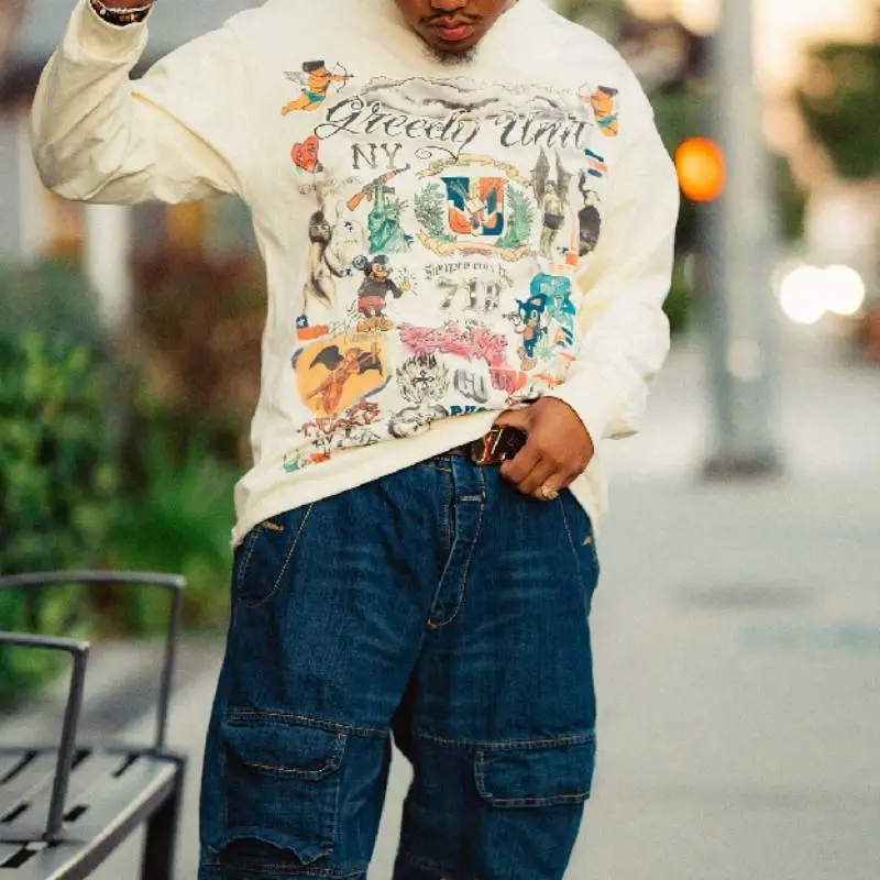 Oversize Graffiti Long Sleeved T Shirt-8