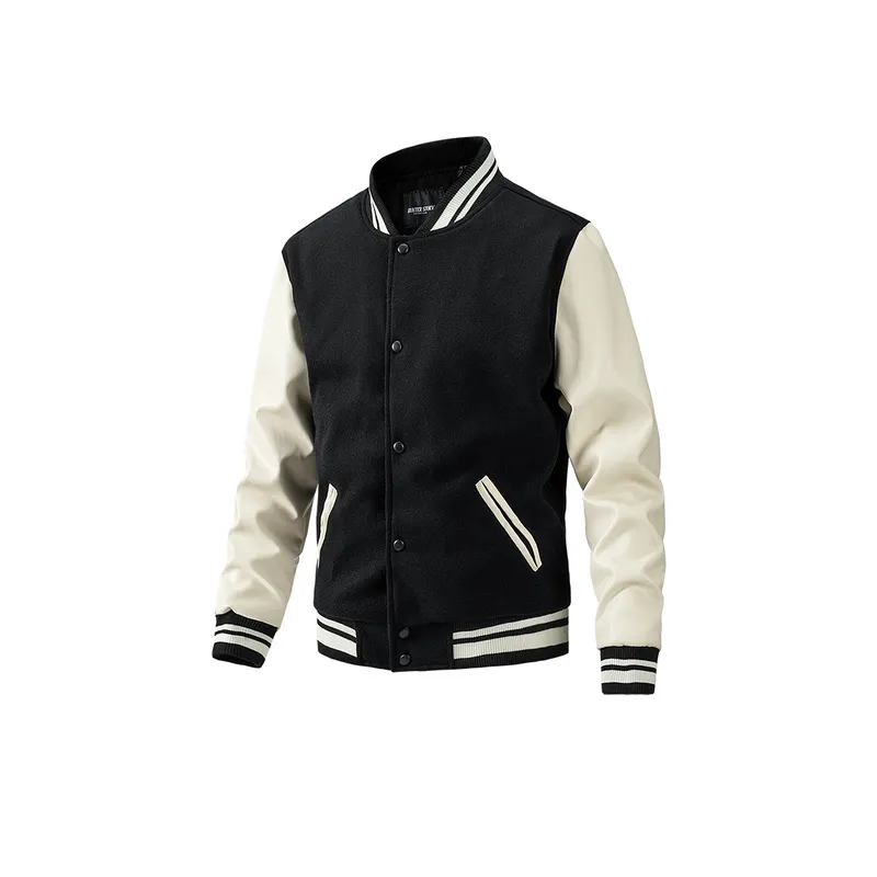 Slim Thin Cotton Wool Color Blocked Jacket-1